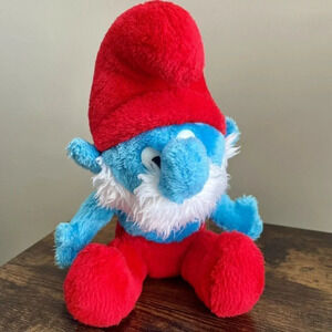 The Smurfs|  Papa Smurf Vintage 1981 10" Sitting Plush Toy - VG